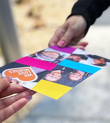 Passing a card to a nurse