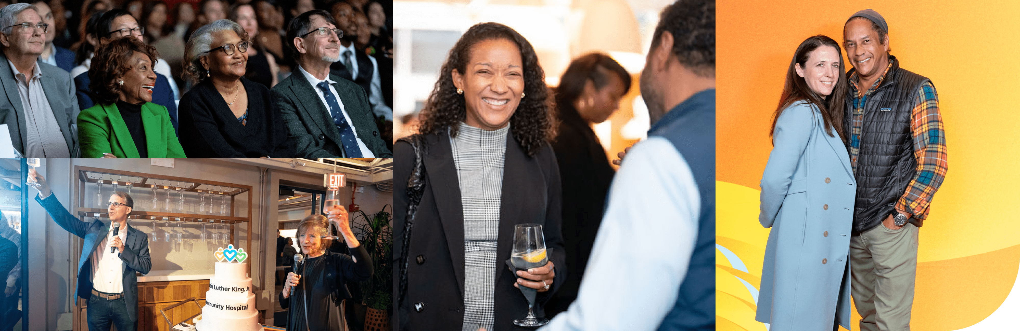 Collage of people attending a film screening