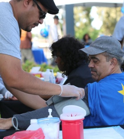 photo of a staff member and patient