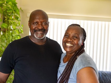 Photo of senior African American couple smiling