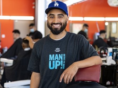 Photo of a man in a barbershop