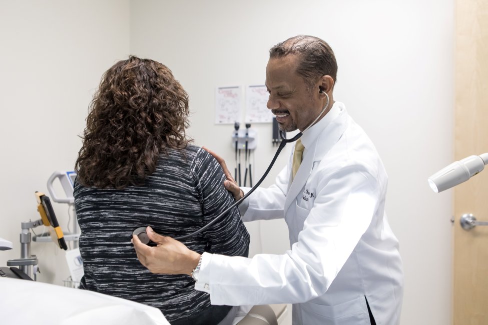 Dr Hall with patient.