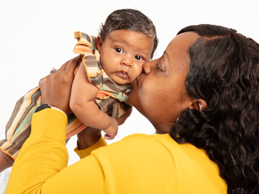 Black mom with baby